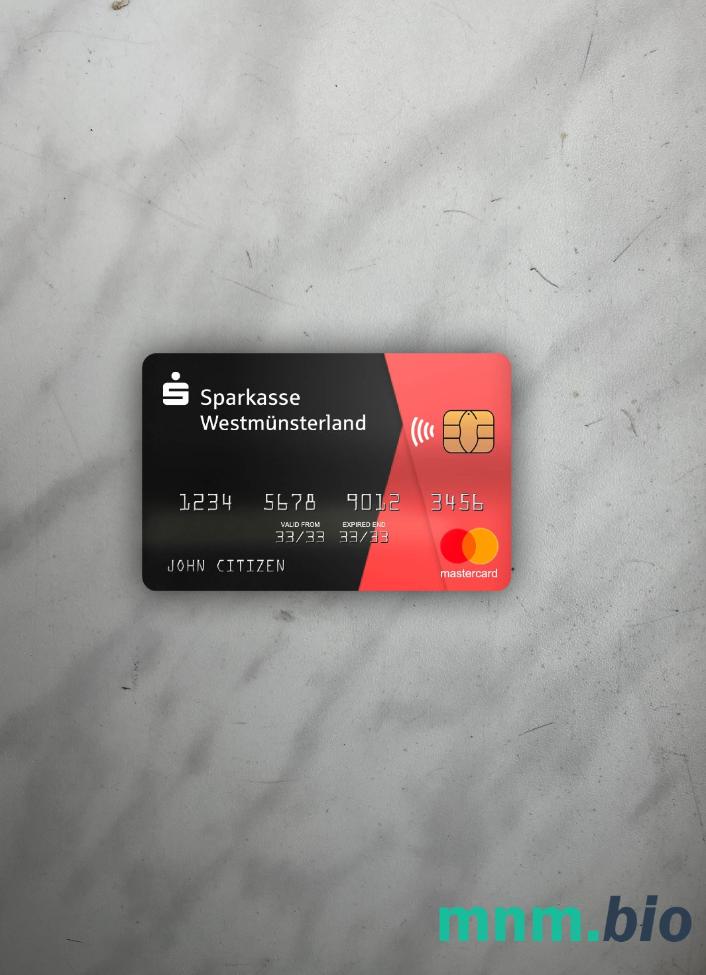 Germany Sparkasse Westmunsterland bank wygląd zdjęcia mastercard skan PSD + zdjęcie